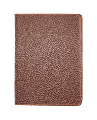 Brown leather notebook isolated on white background with clipping path.