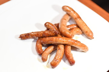 food, sausage, meat, sausages, grilled,  meal, fried, plate, dinner, barbecue, isolated, white, cooked, german, beef, snack, grill, lunch, bratwurst, fresh, breakfast, cooking, hot, tasty