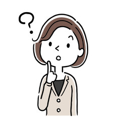 Vector material: thinking, woman with doubts, businesswoman