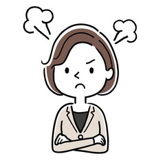 Vector illustration material: angry, furious woman, businesswoman