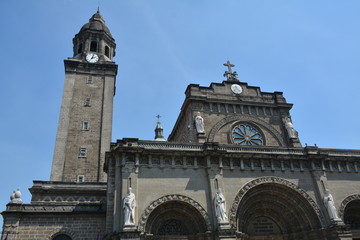 Manila cathedral church facade at Intramuros in Manila, Philippines