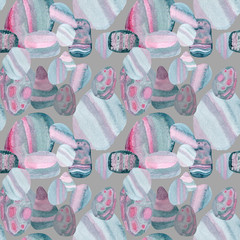 Watercolor seamless abstract pattern of sea pebbles