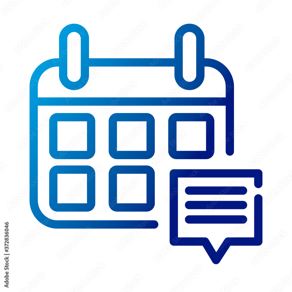 Poster calendar reminder with speech bubble gradient style icon
