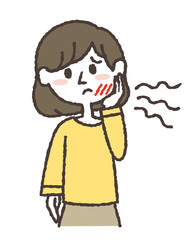 歯が痛む若い女性のイラスト