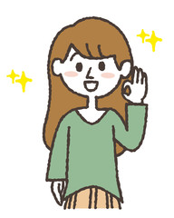 OKマークを出している若い女性のイラスト