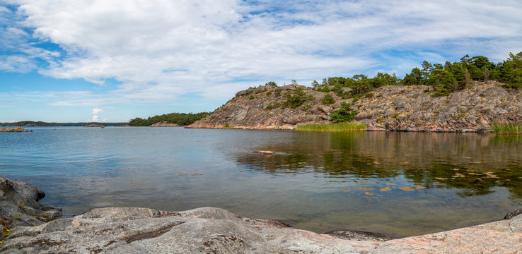 Natural Stone Coastline in the Stockholm Archipelago