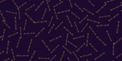 Abstract shapes geometric pattern with lines. Simple graphic print. A seamless vector background. Dark and gold texture.