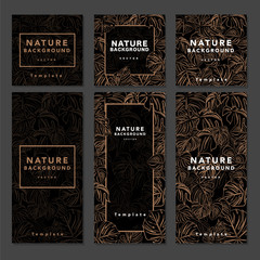 Branding template tropical plant leaf pattern background, for spa resort luxury hotel, logo banner voucher, fabric pattern, organic texture. vector illustration.