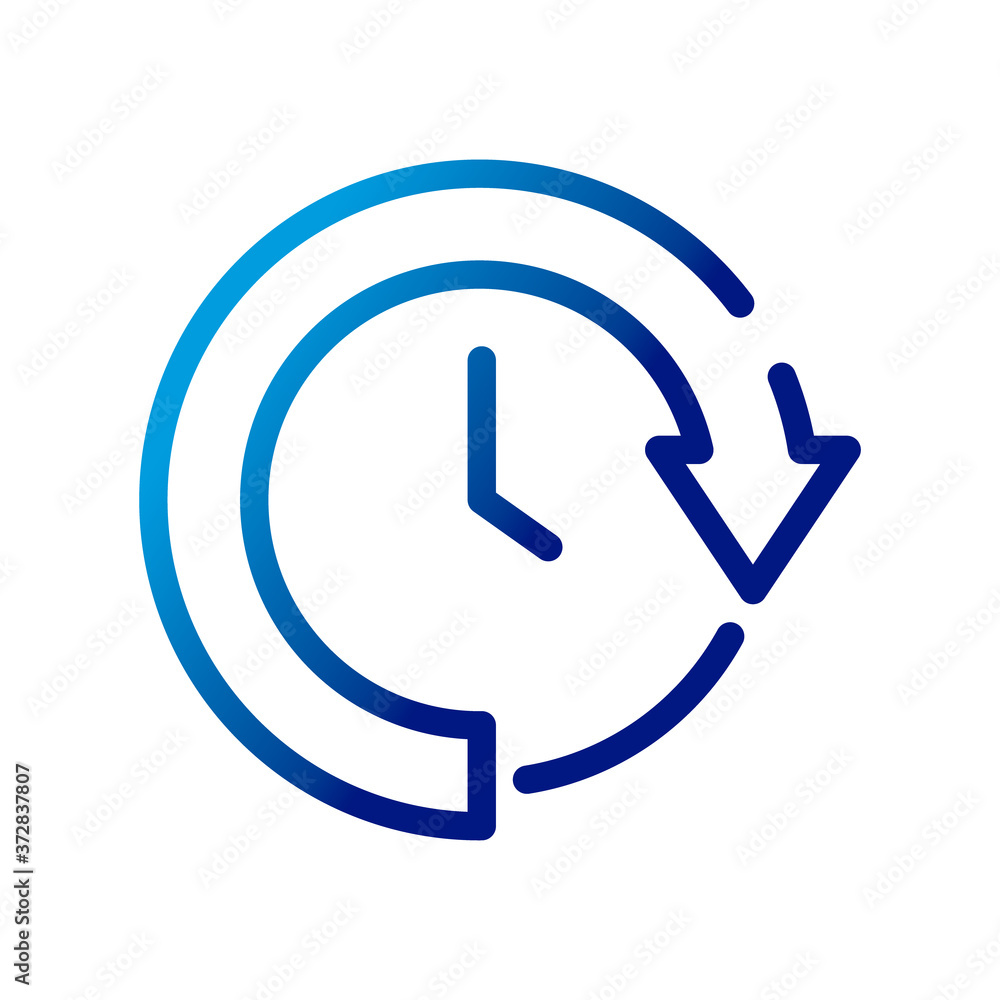 Poster time watch with arrow around gradient style icon