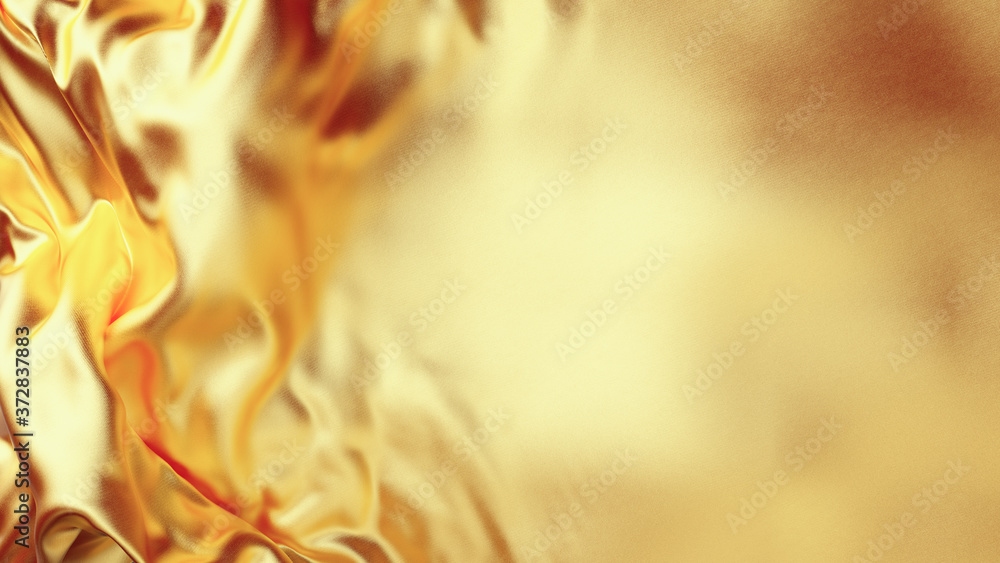 Poster gold silk texture abstract background with copy space. luxurious golden silk with folds and ripples.