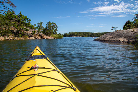 Canoe on the sea. Kayak in water. Water sport. Active lifestyle. Hobby