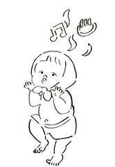 ひょうたん踊りをする子供の挿絵
