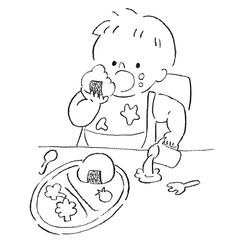 食べこぼしをする子供の挿絵