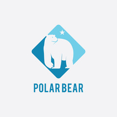 illustration vector graphic of polar bear/north star in a blue frame suitable for mattress logo