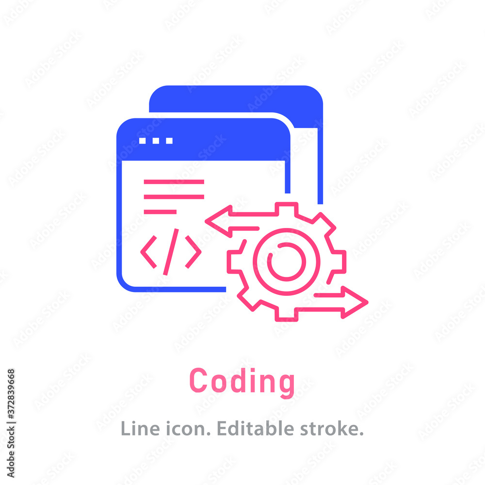 Poster coding icon on white background.