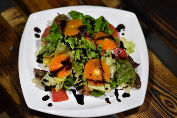 food, salad, plate, meal, dinner, dish, vegetable, appetizer, fish, cuisine, healthy, seafood, delicious, gourmet, fresh, cheese, green, restaurant, tomato, lunch, diet, white, lettuce, salmon, meat