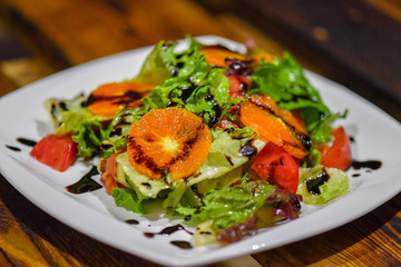 food, salad, plate, meal, dinner, dish, vegetable, appetizer, fish, cuisine, healthy, seafood, delicious, gourmet, fresh, cheese, green, restaurant, tomato, lunch, diet, white, lettuce, salmon, meat