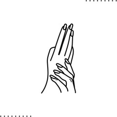 Female hands, fingernail, hands, manicure vector icon in outlines