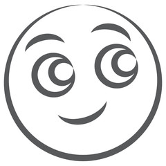 
Doodle line icon of confused emoji, clever facial expression 
