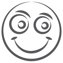
Content facial expression, doodle line icon of happy emotag 
