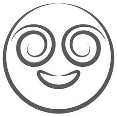 
Doodle line icon of hypnosis emoji, spiral lines inside eyes 
