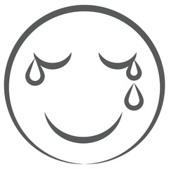 
Doodle line icon of crying emoji, sobbing emoticon expression  

