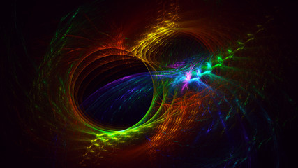 3D rendering abstract multicolor fractal light background