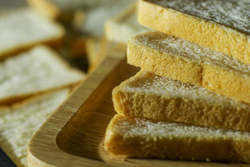 Closeup slided white bread from wheat