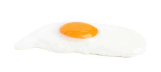 Tasty fried chicken egg isolated on white