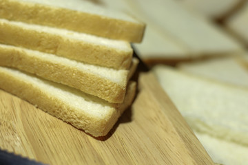 Closeup slided white bread from wheat