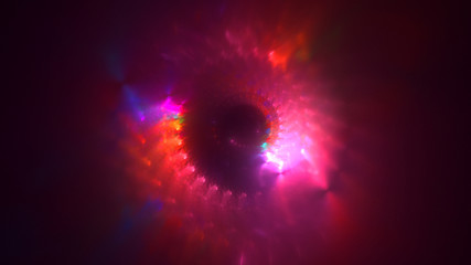 3D rendering abstract multicolor fractal light background