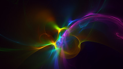 3D rendering abstract multicolor fractal light background