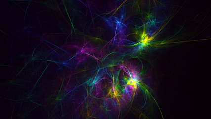3D rendering abstract multicolor fractal light background