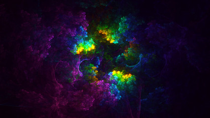 3D rendering abstract multicolor fractal light background