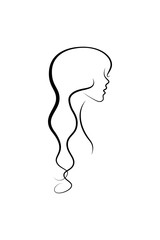 Abstract woman profile. Minimalist black linear design isolated on white background. Vector illustration