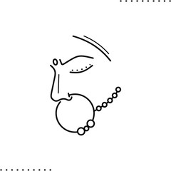 bridal wear, Indian bride and her outfit, wedding jewelry vector icon in outline