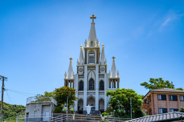 長崎県長崎市　伊王島の馬込教会の見える風景