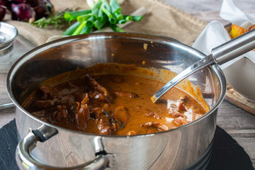 braised Pork Ragout in a pot from above