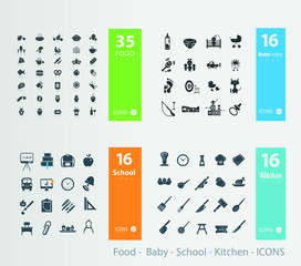Food -  Baby - School - Kitchen - ICONS