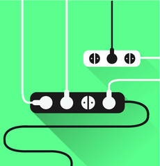 extension power strip in yellow background