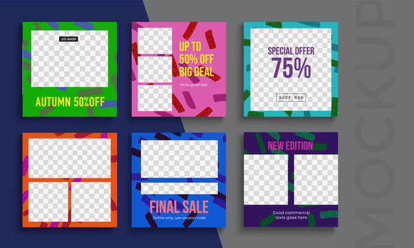 Sale banner layout design. Set of social media mobile app for shopping, sale, product promotion. 