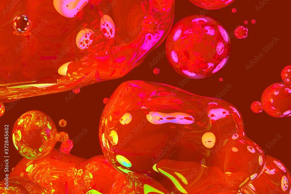 Poster soap shining slime of liquid abstract gradient background 3d illustration - soft focus background de
