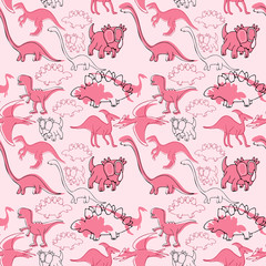 Seamless pattern. Dinosaur texture for kids design