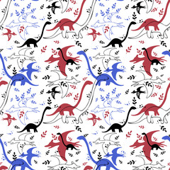 Seamless pattern. Dinosaur texture for kids design