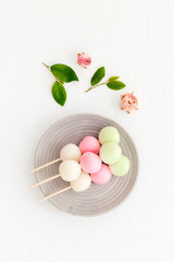 Japanese traditional sweets - dumpling rice cake, top view