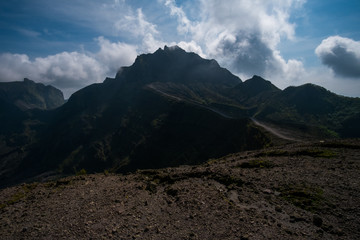 cliffs and ravines at the top of Mount Kelud east java indonesia