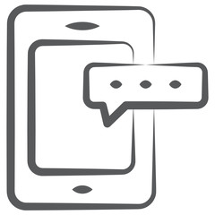 
Message bubble with smartphone, mobile message icon
