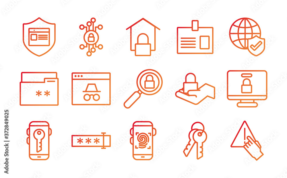 Poster bundle of data security set icons