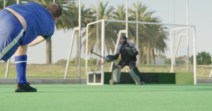 Hockey players during a match