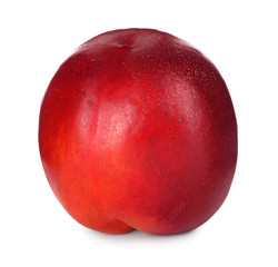 Sweet red juicy nectarine on white background